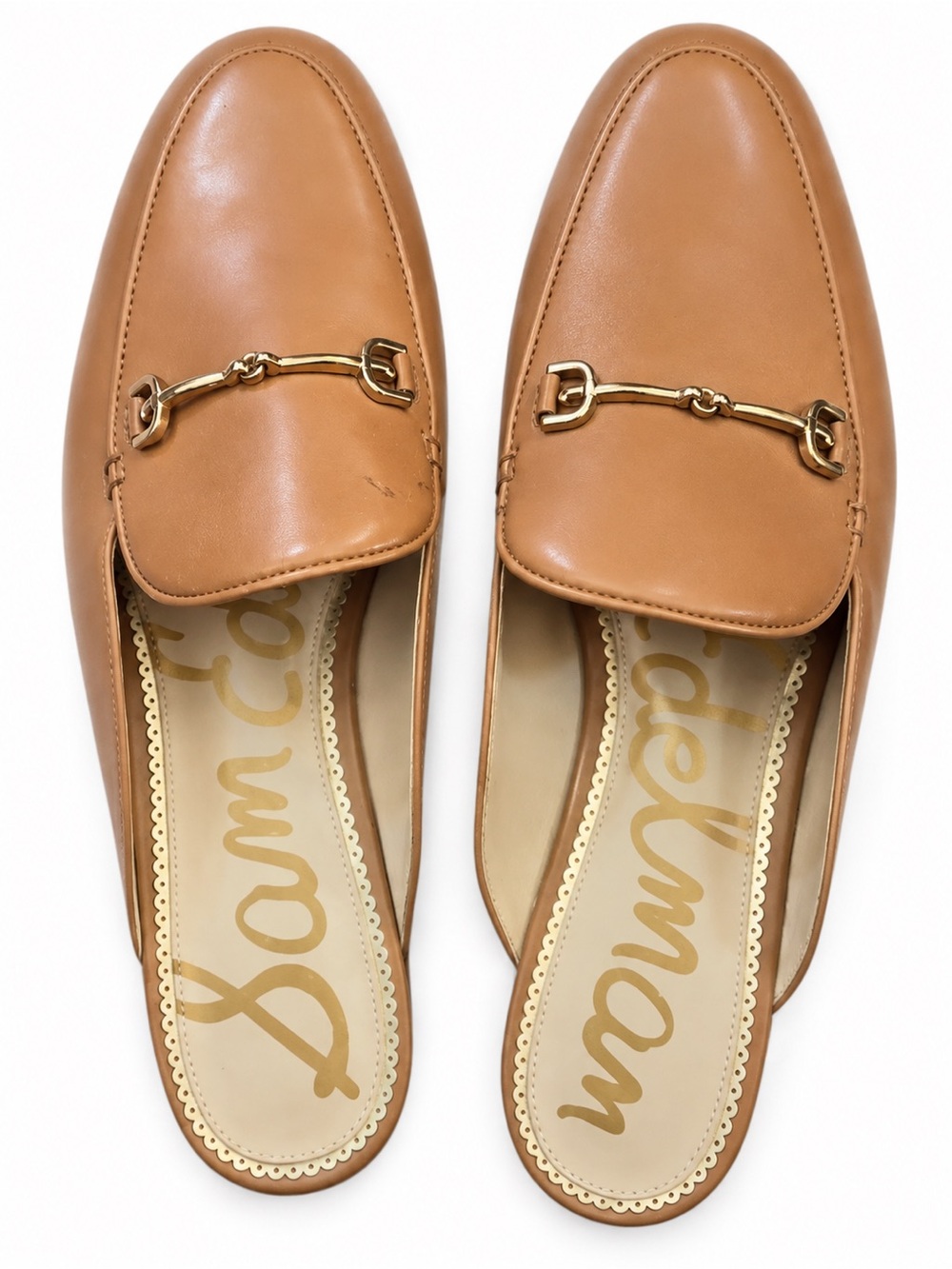 Sam Edelman Linnie Leather Bit Mule Loafers Cognac Tan Size 8.5